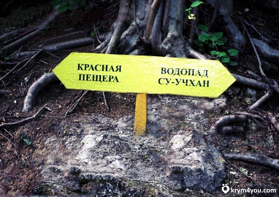 Крым поселок Перевальное Водопад Су-Учхан указатель  
