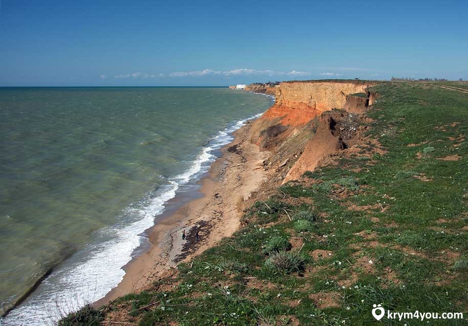 Поселок Кача Крым пляж береговая линия 